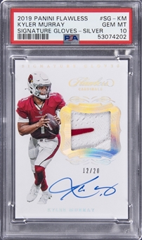 2019 Panini Flawless Football Silver Signature Gloves Autographs #SG-KM Kyler Murray Signed Rookie Patch Card (#12/20) - PSA GEM MT 10
